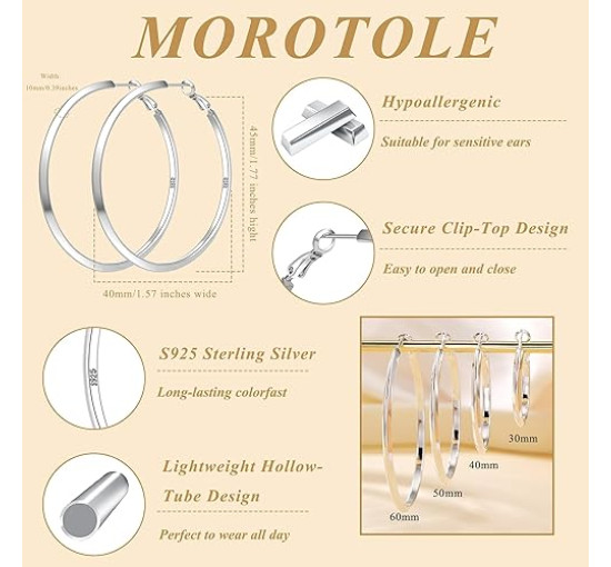 Модні сережки-кільця MOROTOLE TB-US-Triangle Hoop-SV, зі срібла 925 проби для жінок (4171)