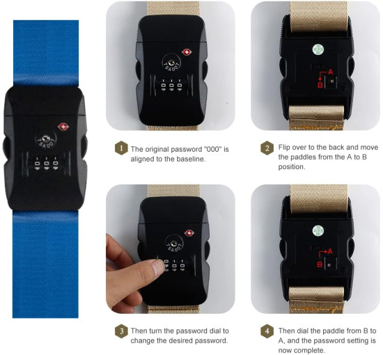 Набір ременів для багажу Veki Cross, з регульованим замком для дорожніх валіз, сині 2 шт (4166)