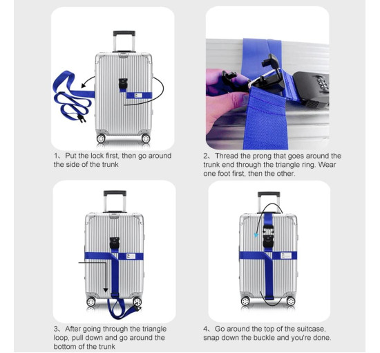 Набір ременів для багажу Veki Cross, з регульованим замком для дорожніх валіз, сині 2 шт (4166)