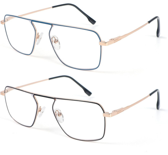 Набір із 2 окулярів для читання MMOWW DEL035-BKBU2.5, чоловічі, з фільтром синього світла, чорний синій (3174)