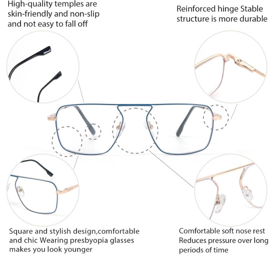 Набір із 2 окулярів для читання MMOWW DEL035-BKBU2.5, чоловічі, з фільтром синього світла, чорний синій (3174)