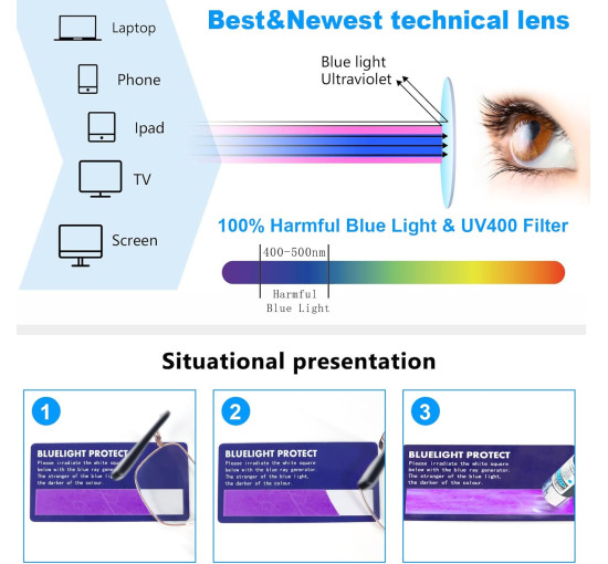 Набір із 2 окулярів для читання MMOWW DEL035-BKBU2.5, чоловічі, з фільтром синього світла, чорний синій (3174)
