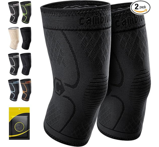 Наколінники CAMBIVO NS10, 2 шт., компресійні бандажі для чоловіків та жінок, чорні (3008)