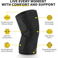 Наколінники CAMBIVO NS10, 2 шт., компресійні бандажі для чоловіків та жінок, чорні (3008)