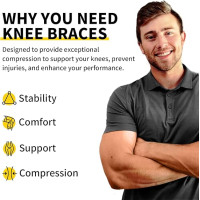 Наколінники CAMBIVO NS10, 2 шт., компресійні бандажі для чоловіків та жінок, чорні (3008)