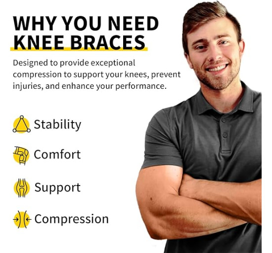 Наколінники CAMBIVO NS10, 2 шт., компресійні бандажі для чоловіків та жінок, чорні (3008)