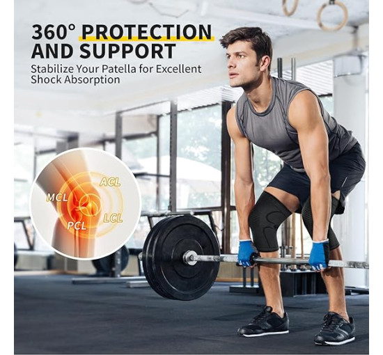 Наколінники CAMBIVO NS10, 2 шт., компресійні бандажі для чоловіків та жінок, чорні (3008)