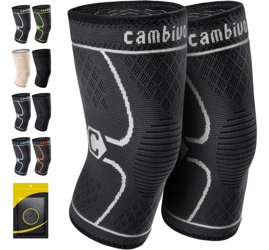Наколінники CAMBIVO NS10 компресійні бандажі для чоловіків та жінок, чорно-сірі (3017)