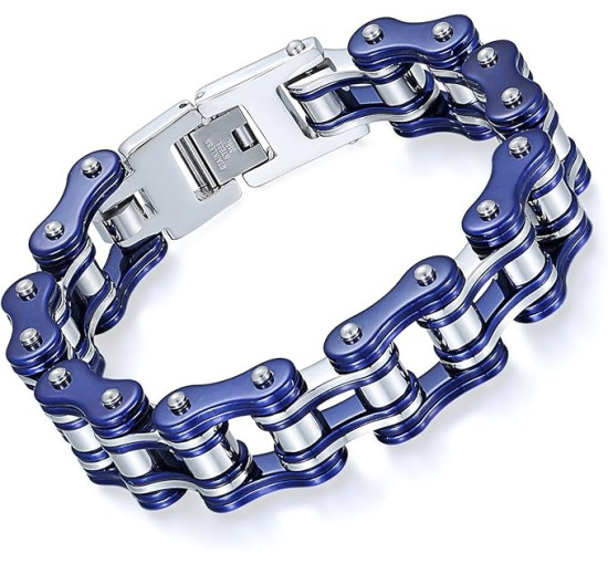 OIDEA Чоловічий браслет з нержавіючої сталі з мотоциклетним ланцюгом, синій (5187)