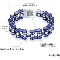 OIDEA Чоловічий браслет з нержавіючої сталі з мотоциклетним ланцюгом, синій (5187)
