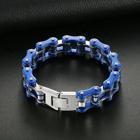 OIDEA Чоловічий браслет з нержавіючої сталі з мотоциклетним ланцюгом, синій (5187)