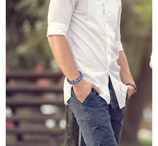 OIDEA Чоловічий браслет з нержавіючої сталі з мотоциклетним ланцюгом, синій (5187)