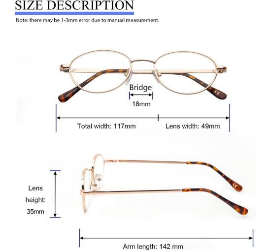 Окуляри для читання MMOWW DEL023-GD3.0, золотий (3165)