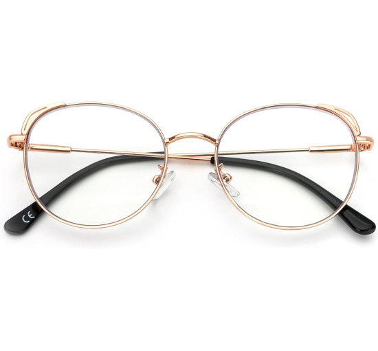 Окуляри для читання MMOWW DEL031-GD1.0 з фільтром синього світла для жінок і чоловіків, рожеве золото (3169)