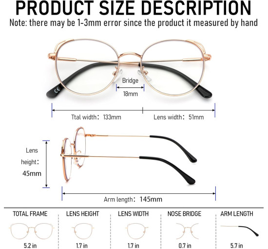 Окуляри для читання MMOWW DEL031-GD1.0 з фільтром синього світла для жінок і чоловіків, рожеве золото (3169)