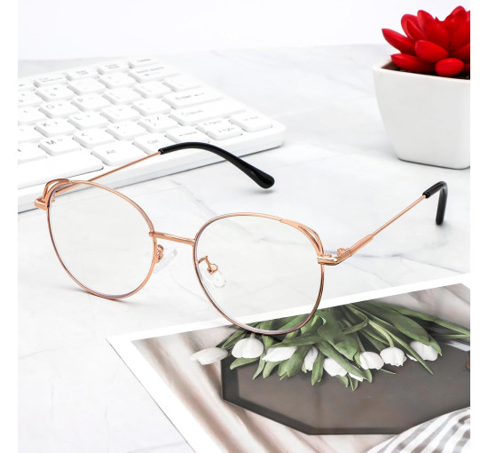 Окуляри для читання MMOWW DEL031-GD1.0 з фільтром синього світла для жінок і чоловіків, рожеве золото (3169)