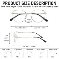 Окуляри для читання MMOWW DEL031-SR1.0 з фільтром синього світла для жінок і чоловіків, срібний (3170)