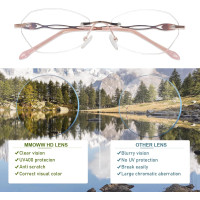 Окуляри для читання MMOWW DEL037-RG1.0 без оправи для жінок, рожеве золото (3163)