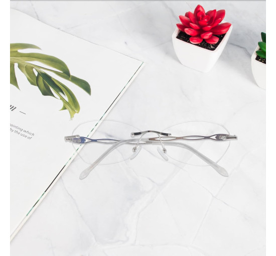 Окуляри для читання MMOWW DEL037-SR1.0 без оправи для жінок, срібний (3164)