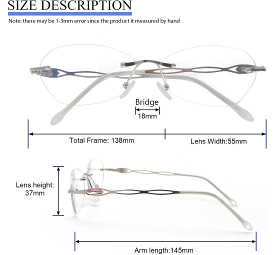 Окуляри для читання MMOWW DEL037-SR1.0 без оправи для жінок, срібний (3164)