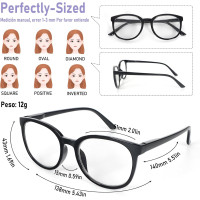 Окуляри для читання MMOWW DEL042-BK2.0 з фільтром синього світла для жінок і чоловіків, чорний (3173)