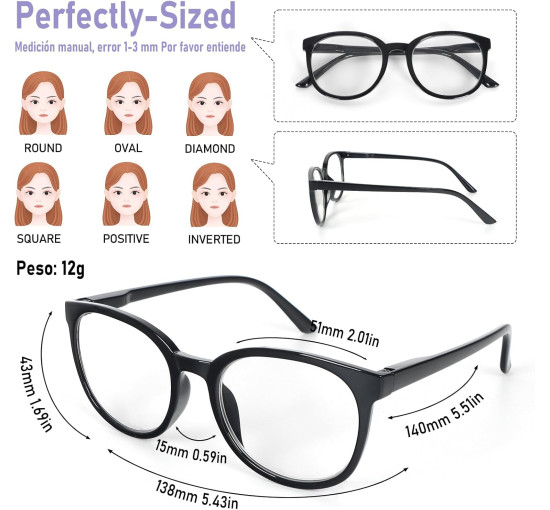 Окуляри для читання MMOWW DEL042-BK2.0 з фільтром синього світла для жінок і чоловіків, чорний (3173)