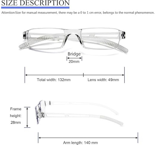 Окуляри MMOWW для читання, без оправи для чоловіків та жінок, 4 шт, прозорі (3152)