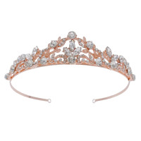 SH Весільна тіара з рожевого золота SHCG188017CP8 для жінок та дівчат, металева корона зі стразами (5134)