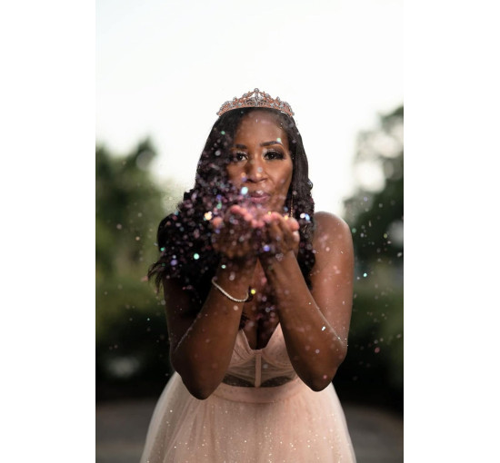 SH Весільна тіара з рожевого золота SHCG188017CP8 для жінок та дівчат, металева корона зі стразами (5134)