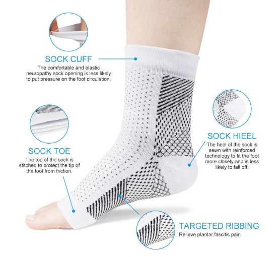 Компресійні шкарпетки ACWOO, дихаючі протиковзкі, 4 пари, Розмір ‎S/M, білі (2133)