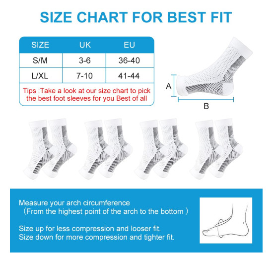 Компресійні шкарпетки ACWOO, дихаючі протиковзкі, 4 пари, Розмір ‎S/M, білі (2133)