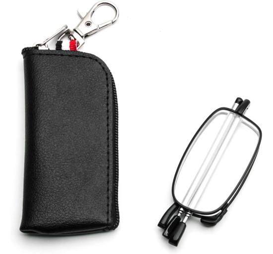 Складані окуляри для читання MMOWW ITL029-BK-2.5 для чоловіків та жінок з телескопічним стрижнем, чорні (3158)