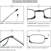 Складані окуляри для читання MMOWW ITL029-BKBU1.5 для чоловіків та жінок з телескопічним стрижнем, чорний, синій (3157)