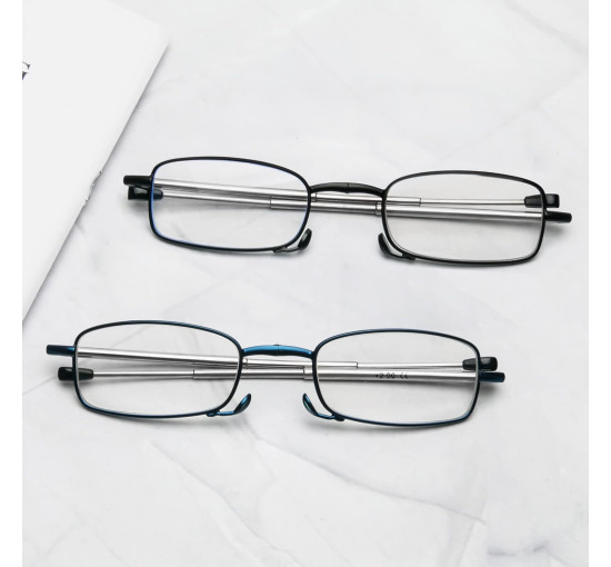 Складані окуляри для читання MMOWW ITL029-BKBU1.5 для чоловіків та жінок з телескопічним стрижнем, чорний, синій (3157)