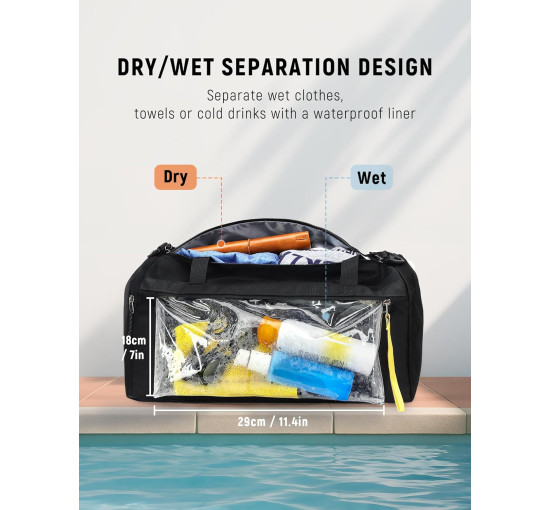 SKYSPER Спортивна сумка ISPORT30LITE маленька з вологою кишенею для спорту, чорна (5146)