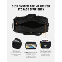 SKYSPER Спортивная сумка ISPORT30LITE маленькая с влажным карманом для спорта, черная (5146)