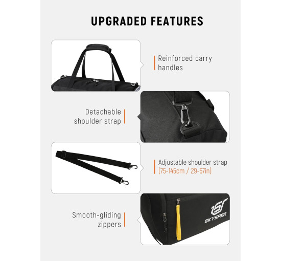 SKYSPER Спортивна сумка ISPORT30LITE маленька з вологою кишенею для спорту, чорна (5146)