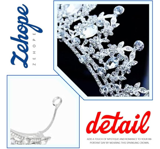 Zehory весільні аксесуари для волосся для нареченої, кришталева корона (5132)