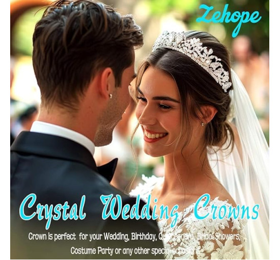 Zehory весільні аксесуари для волосся для нареченої, кришталева корона (5132)