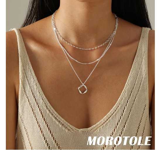 Золоті намиста MOROTOLE для жінок, багатошарові золоті намиста для жінок, кругле золоте намисто стек (2004)