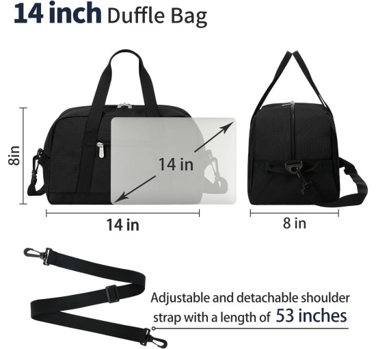 Apenze Маленькая спортивная сумка, легкая, 14-дюймовая, черная (5103)