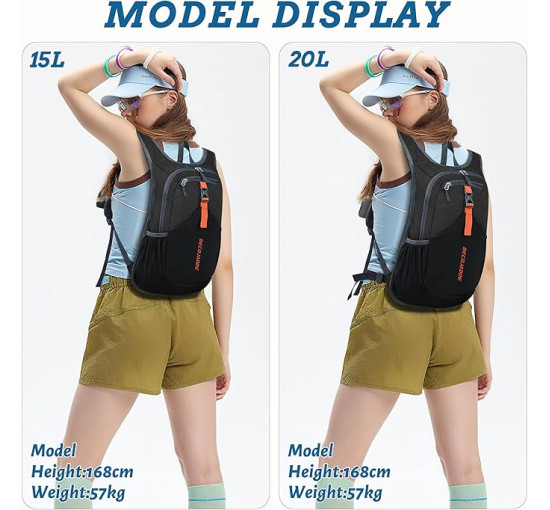 BECOJADDE Малий туристичний рюкзак, 15L, чорний (5012)