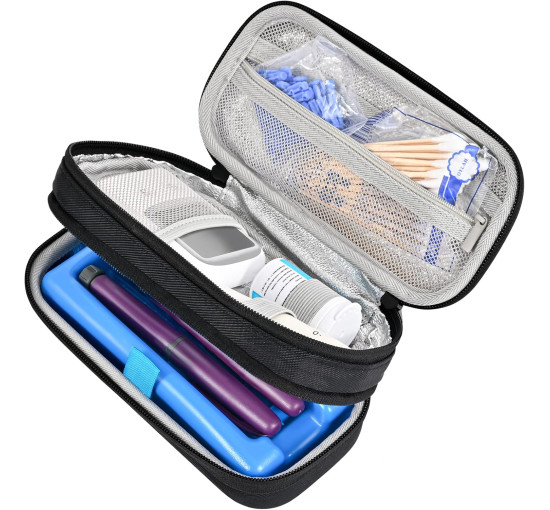 Дорожній футляр для перенесення інсулінового охолоджувача ProCase, органайзер для ліків від діабету з крижаною цеглою, чорний (2026)