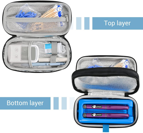 Дорожній футляр для перенесення інсулінового охолоджувача ProCase, органайзер для ліків від діабету з крижаною цеглою, чорний (2026)