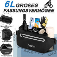 FINEW Велосипедная сумка Lenkertasche Fahrrad 3-в-1 на руль, 6 л, с держателем для мобильного телефона, черная (5122)