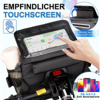 FINEW Велосипедная сумка Lenkertasche Fahrrad 3-в-1 на руль, 6 л, с держателем для мобильного телефона, черная (5122)