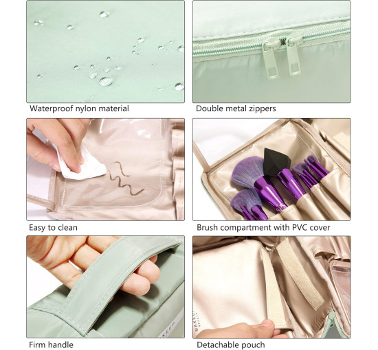 Ginsco косметичка HZB002GN, органайзер для макіяжу, портативна, зелена, 2 шт (5142)