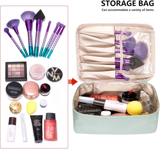 Ginsco косметичка HZB002GN, органайзер для макіяжу, портативна, зелена, 2 шт (5142)