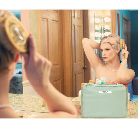 Ginsco косметичка HZB002GN, органайзер для макіяжу, портативна, зелена, 2 шт (5142)