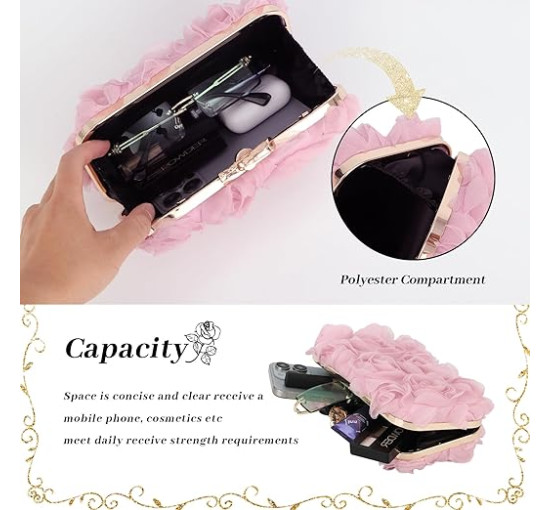 Jywmsc вечірня сумка з клатчем 1JL3060-PI з мереживними квітами, рожевий (5090)